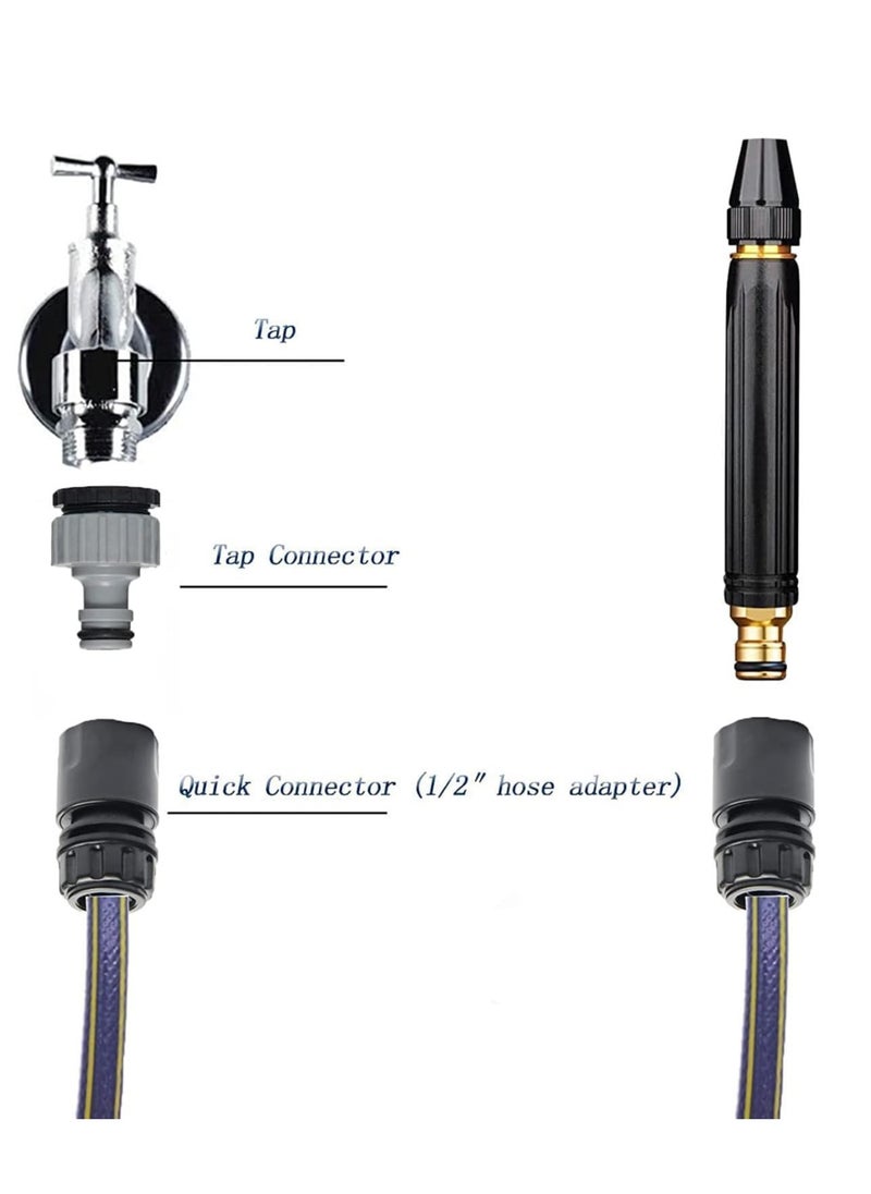 ELTRAZONE Water Spray Gun Car Wash Nozzle High Pressure Nozzle Spray Water Gun Water Jet Hose Nozzles Pipe For Gardening, Bike Car Wash Garden Watering Tool Black High Pressure Nozzle with 3 Attachment  - Image 3