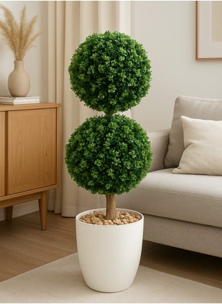 Artificial Topiary Tree with White Pot – Double Ball Design, 1 Meter Tall – Indoor Decorative Plant for Home or Office - pzsku/ZE7BA869DFB24A8726AB2Z/45/1746575013/8c3da650-d18f-4072-a779-b8e5d2072e35