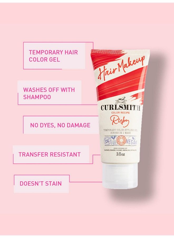 CURLSMITH مكياج الشعر جل صبغ الشعر المؤقت وتصفيفه النباتي (روبي 3 أونصة سائلة) - Image 4