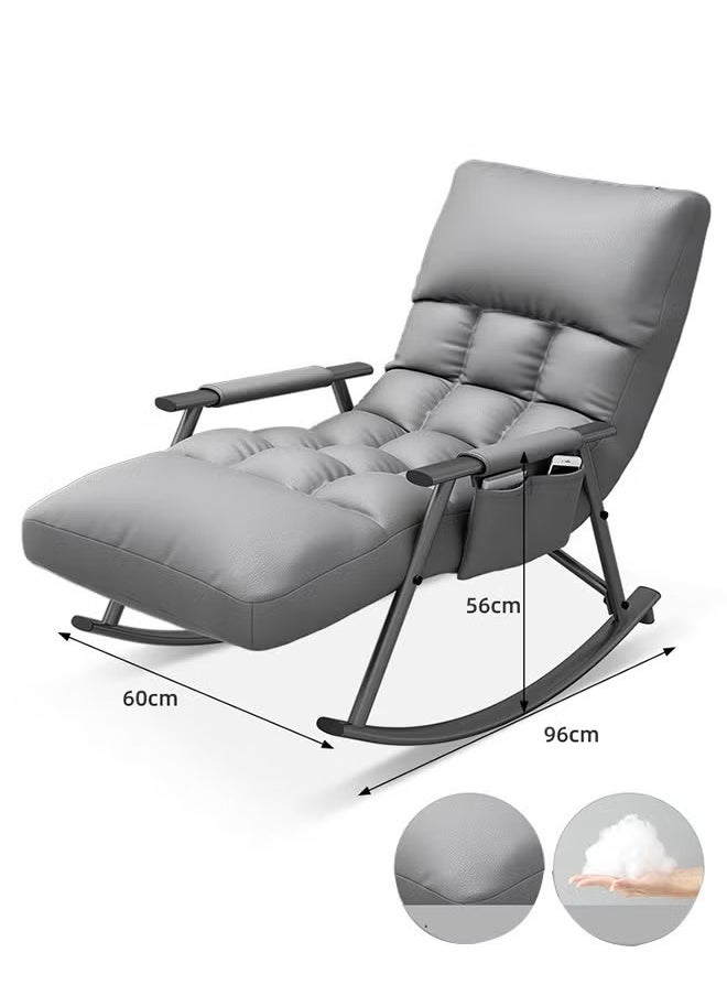 XiuWoo Nursery Rocking Chair Lounge Chair, Modern Adjustable Lounger Sofa,Can Lie or Sleep Lazy Chair,Single Rocker Chair,for Apartment/Living Room/Bedroom/Balcony  - Image 4