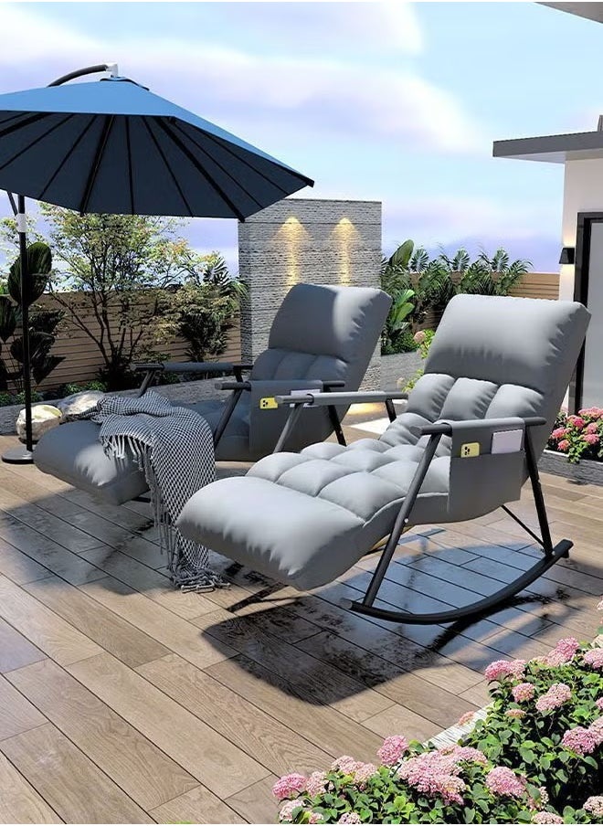 XiuWoo Nursery Rocking Chair Lounge Chair, Modern Adjustable Lounger Sofa,Can Lie or Sleep Lazy Chair,Single Rocker Chair,for Apartment/Living Room/Bedroom/Balcony  - Image 5