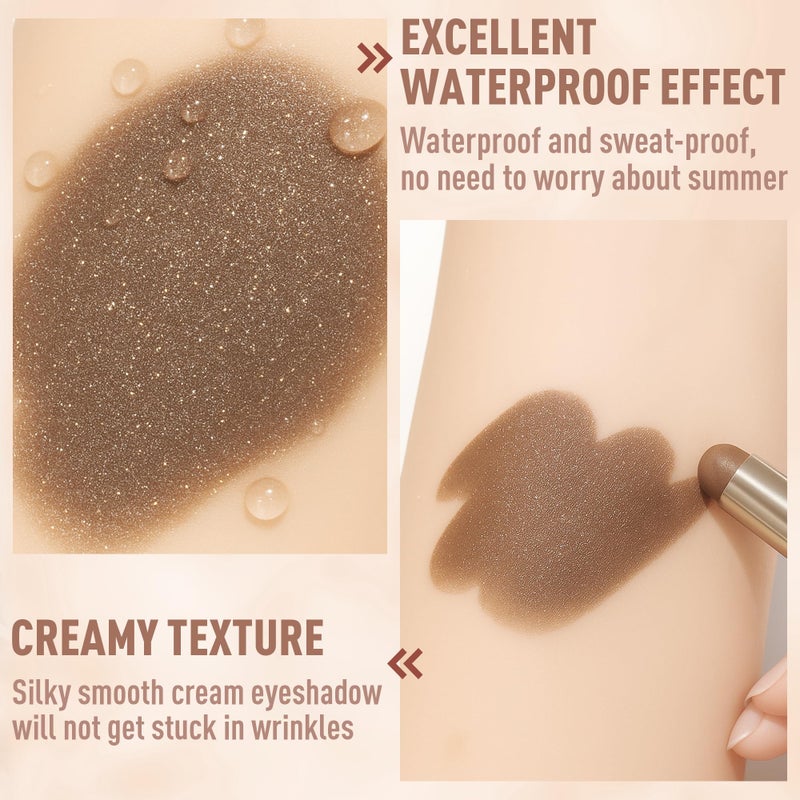 FV قلم ظلال العيون المتلألئ FV، يدوم طويلاً ومقاوم للماء، متعدد الاستخدامات وقلم مكياج ظلال عيون عالي الصبغة، لمسة ذهبية - Image 3