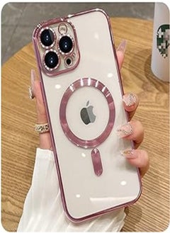 Case Compatible with Iphone 12 Pro Max (6.7 Inch) Magnetic [Support Magsafe Charger] Wireless Anti-Scratch Shockproof Clear Lens Protector Corner Cushion Durable Full Body Cover (Rose Gold)
