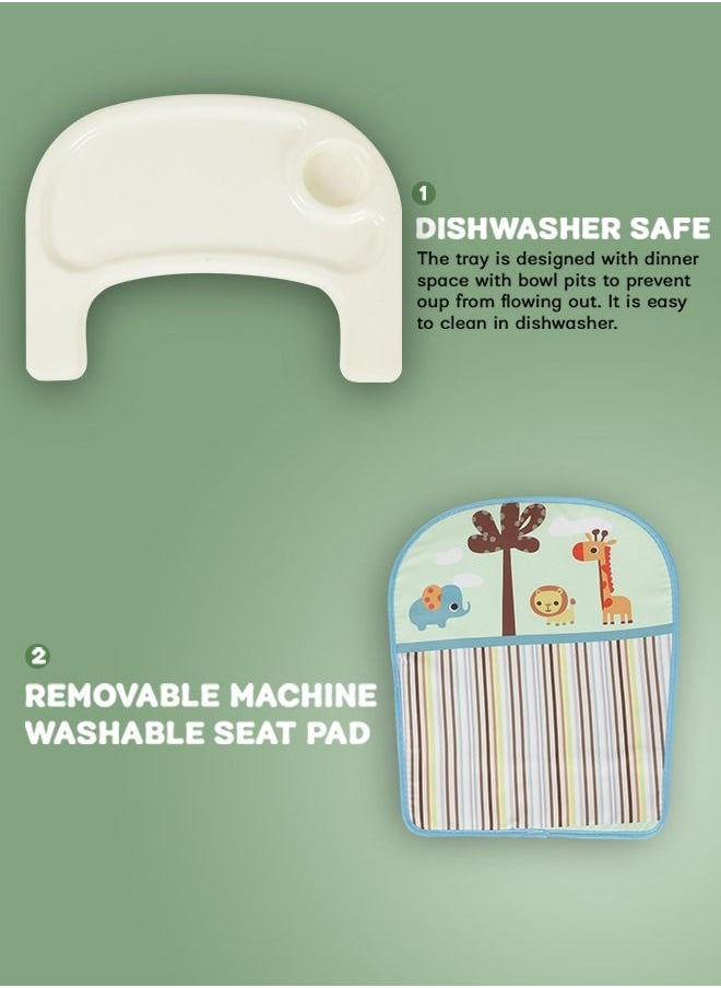 BAYBEE - Booster Seat For Feeding With Removable Dining Tray Folding Seat 3 Point Safety Harness Age 1 To 3 Years - Image 1