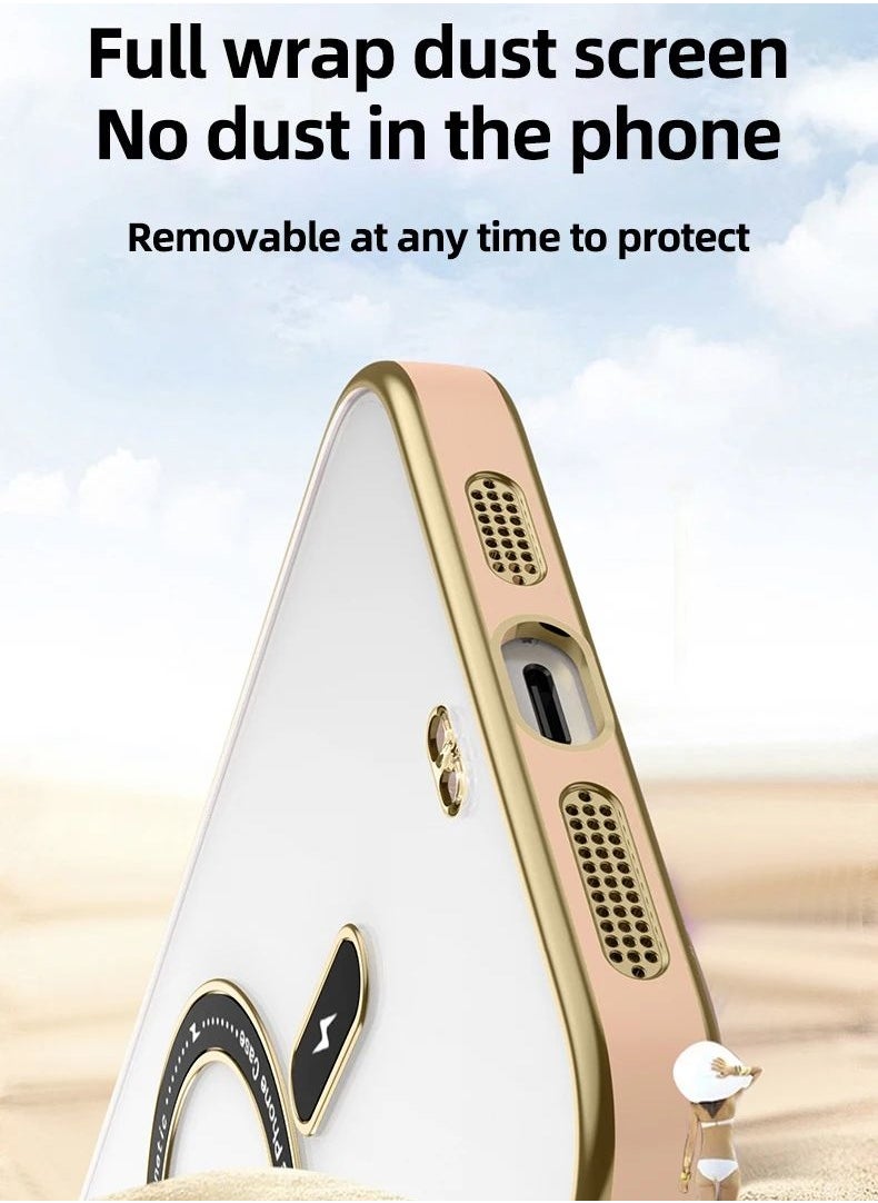 Color Fans - Clear Magnetic Case for iPhone 13 Pro Max Case 6.7 inch Compatible with MagSafe Plating Soft Edge Bumper Anti-Scratch Translucent Back Cover Pink - Image 1