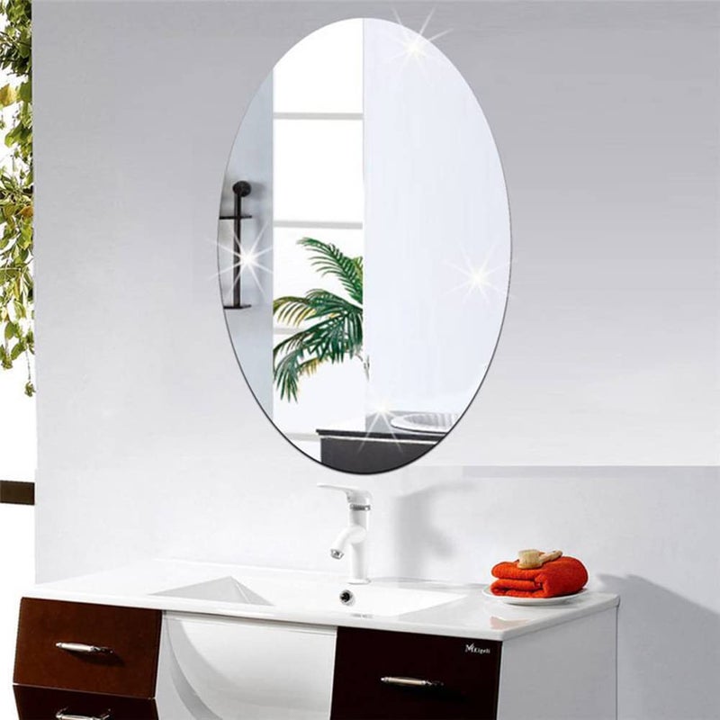 HOME CUBE 1 Pc Acrylic Frameless Adhesive Wall Mirror Stickers for Home Decor, Bathroom, Bedroom, Living Room, Dining Room, Entryway, Hallway - 30x40cm (Oval) - Image 1