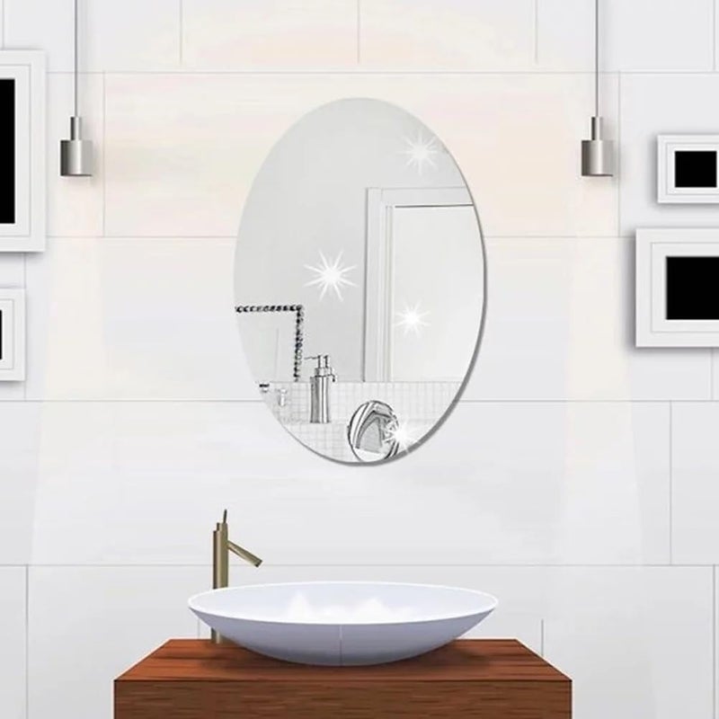 HOME CUBE 1 Pc Acrylic Frameless Adhesive Wall Mirror Stickers for Home Decor, Bathroom, Bedroom, Living Room, Dining Room, Entryway, Hallway - 30x40cm (Oval) - Image 5