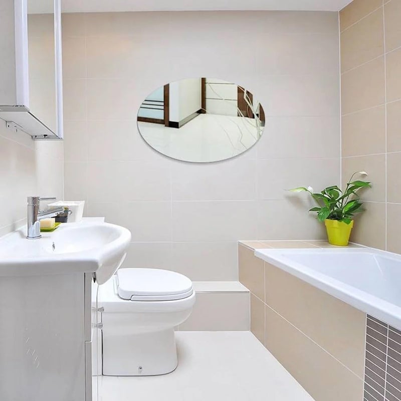 HOME CUBE 1 Pc Acrylic Frameless Adhesive Wall Mirror Stickers for Home Decor, Bathroom, Bedroom, Living Room, Dining Room, Entryway, Hallway - 30x40cm (Oval) - Image 2