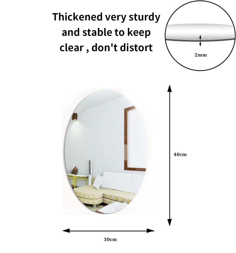 HOME CUBE 1 Pc Acrylic Frameless Adhesive Wall Mirror Stickers for Home Decor, Bathroom, Bedroom, Living Room, Dining Room, Entryway, Hallway - 30x40cm (Oval) - Image 3