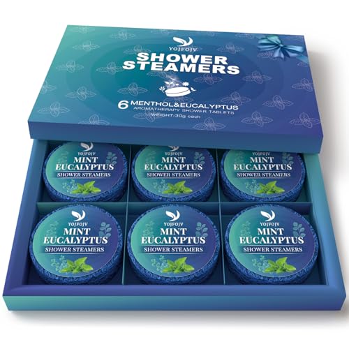 YOJFOJV Shower Steamers Aromatherapy, Self-Care & Relaxation Gift Set for Mom Her Wife Women, 6 Pack Shower Bombs Organic with Menthol & Eucalyptus Essential Oils, Daily Home Spa Shower - Image 1