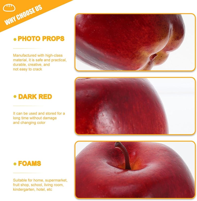 Luxshiny 8pcs Artificial Model Set, Lifelike Foam Simulation Fruit Decoration for Photography Props and Dining Table Centerpiece in Red - Image 3