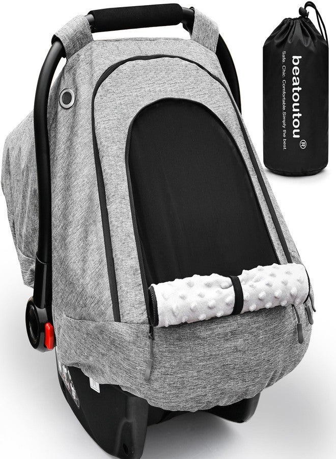 beatoutou Baby Car Seat Cover,Patented Waterproof Baby Carseat Cover for Boys & Girls,Infant Car Seat Cover Canopy for Girls,Windproof Car Seat Canopy for Boys, Keeps Babies Warm and Cozy (Gray) - Image 1