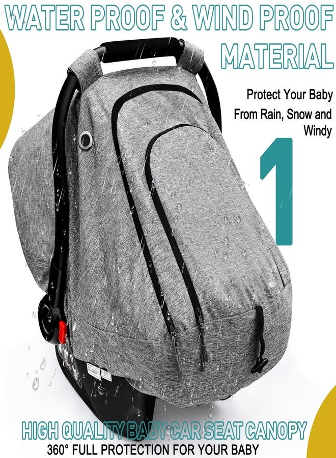 beatoutou Baby Car Seat Cover,Patented Waterproof Baby Carseat Cover for Boys & Girls,Infant Car Seat Cover Canopy for Girls,Windproof Car Seat Canopy for Boys, Keeps Babies Warm and Cozy (Gray) - Image 2