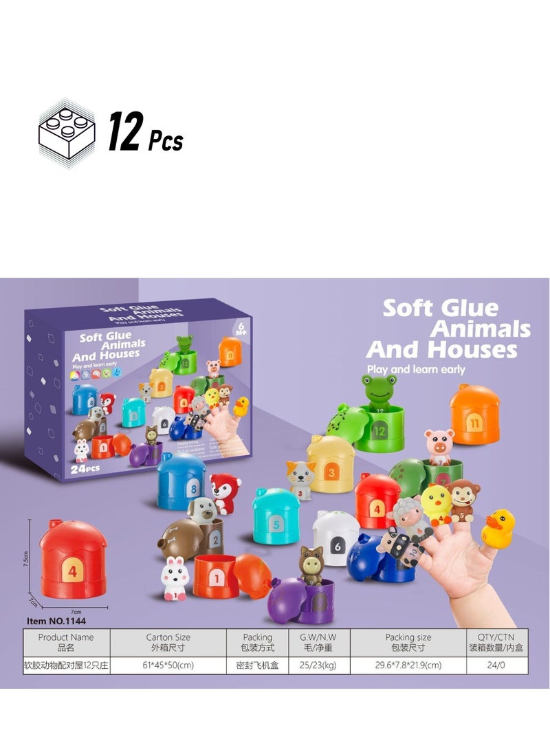 عام DIY Soft Animal Pairing House for Kids Educational Toy 1144 Soft Rubber Animal Matching House 12 Pack