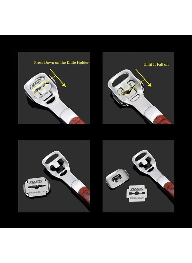 ZIZZON Foot Care Pedicure Callus Shaver Hard Skin Remover Wood Handle 10 Blades ZIZZON - Image 5