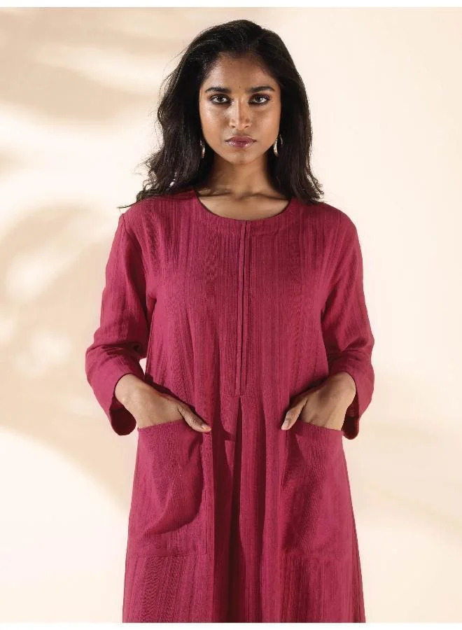 ترو برونز فستان قطني بني من كاروت دوبي بجيوب