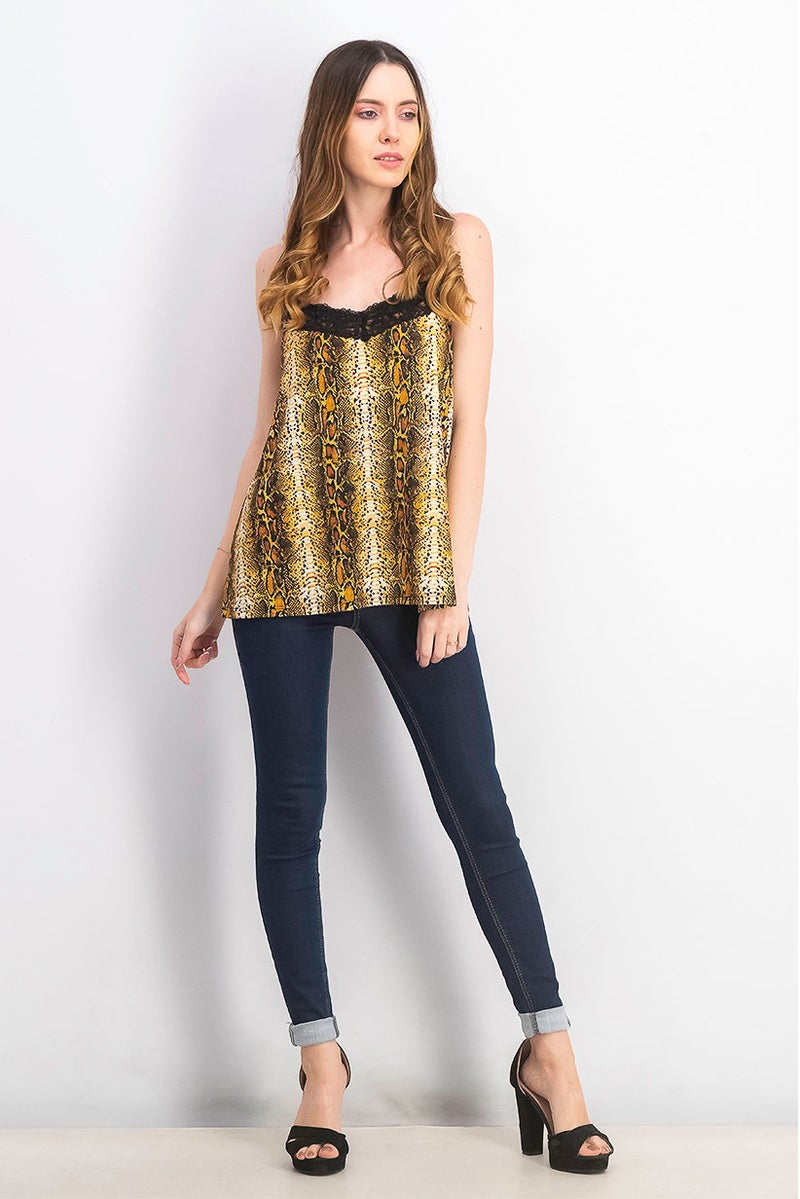 Mohito Women Animal Print Sleeveless Top, Yellow Combo - Image 3