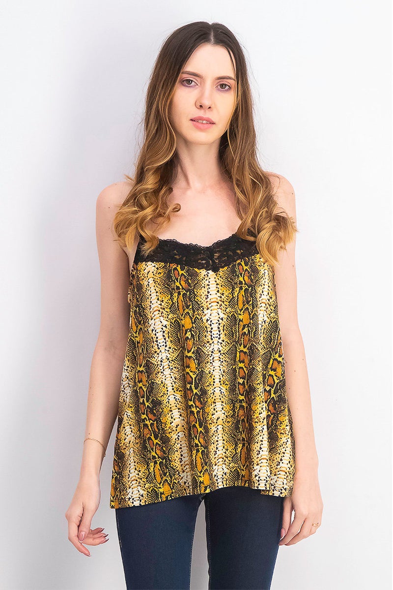 Mohito Women Animal Print Sleeveless Top, Yellow Combo - Image 1