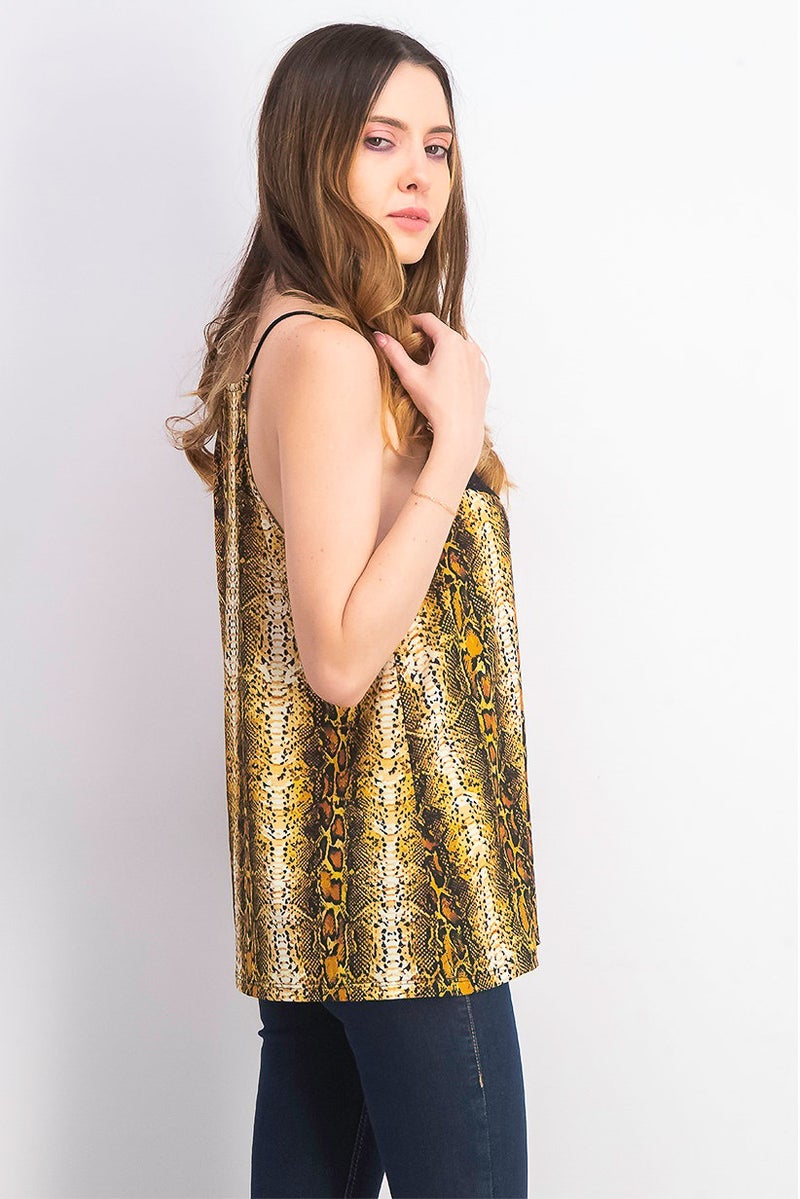 Mohito Women Animal Print Sleeveless Top, Yellow Combo - Image 4
