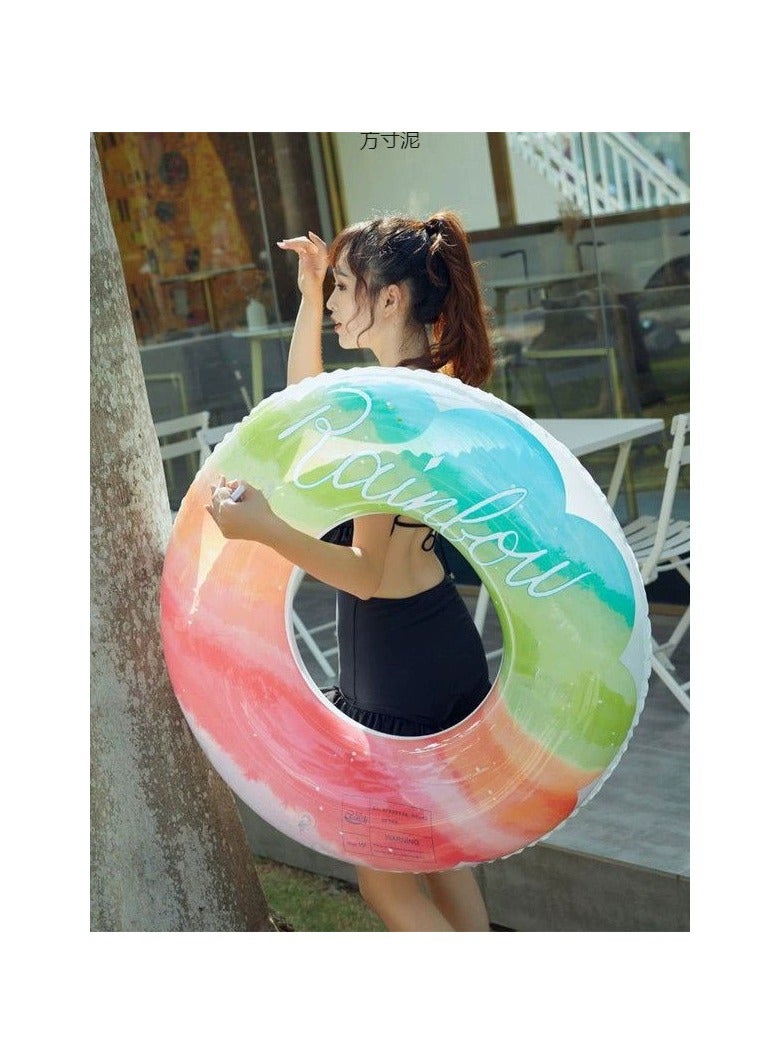Goolsky 90cm Colorful Inflatable Swim Ring – Rainbow Letter Printed Pool Float for Adults & Teens - Image 3