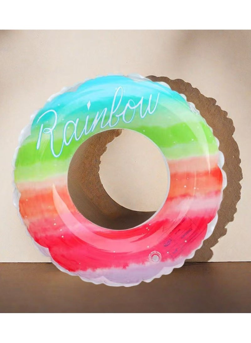 Goolsky 90cm Colorful Inflatable Swim Ring – Rainbow Letter Printed Pool Float for Adults & Teens - Image 4