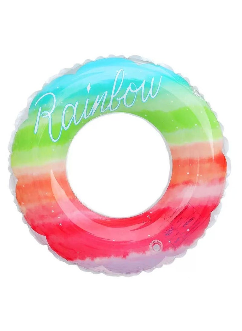 Goolsky 90cm Colorful Inflatable Swim Ring – Rainbow Letter Printed Pool Float for Adults & Teens - Image 2