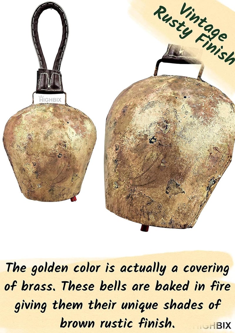 HIGHBIX Giant Harmony Cow Bell Huge Vintage Handmade Rustic Lucky Christmas Hanging Bell - Image 4
