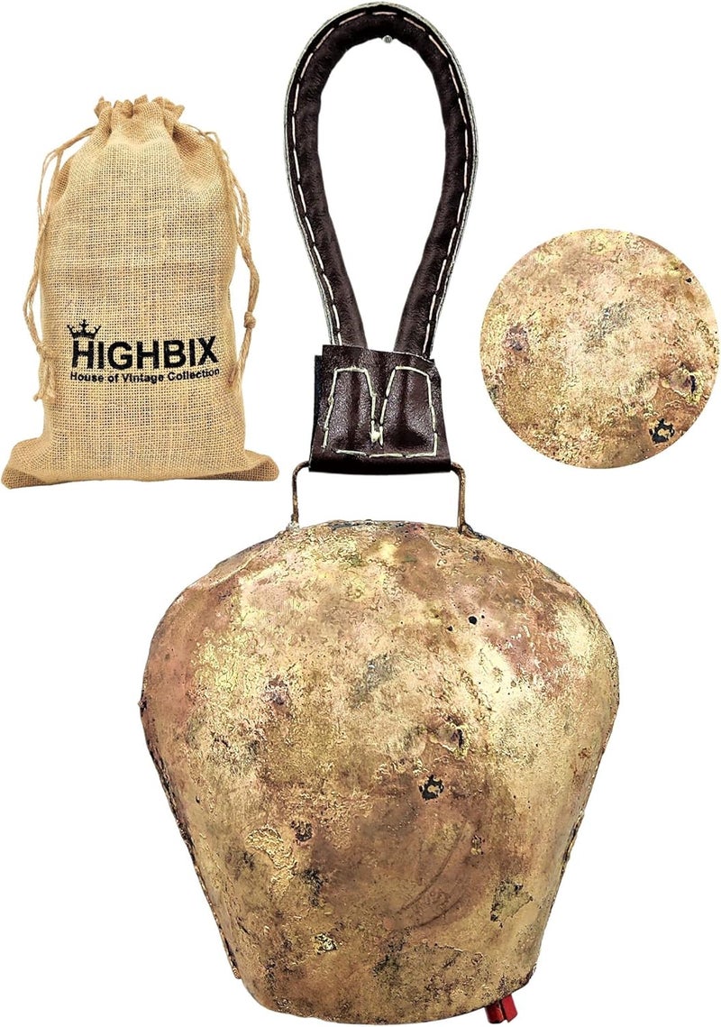 HIGHBIX Giant Harmony Cow Bell Huge Vintage Handmade Rustic Lucky Christmas Hanging Bell - Image 1