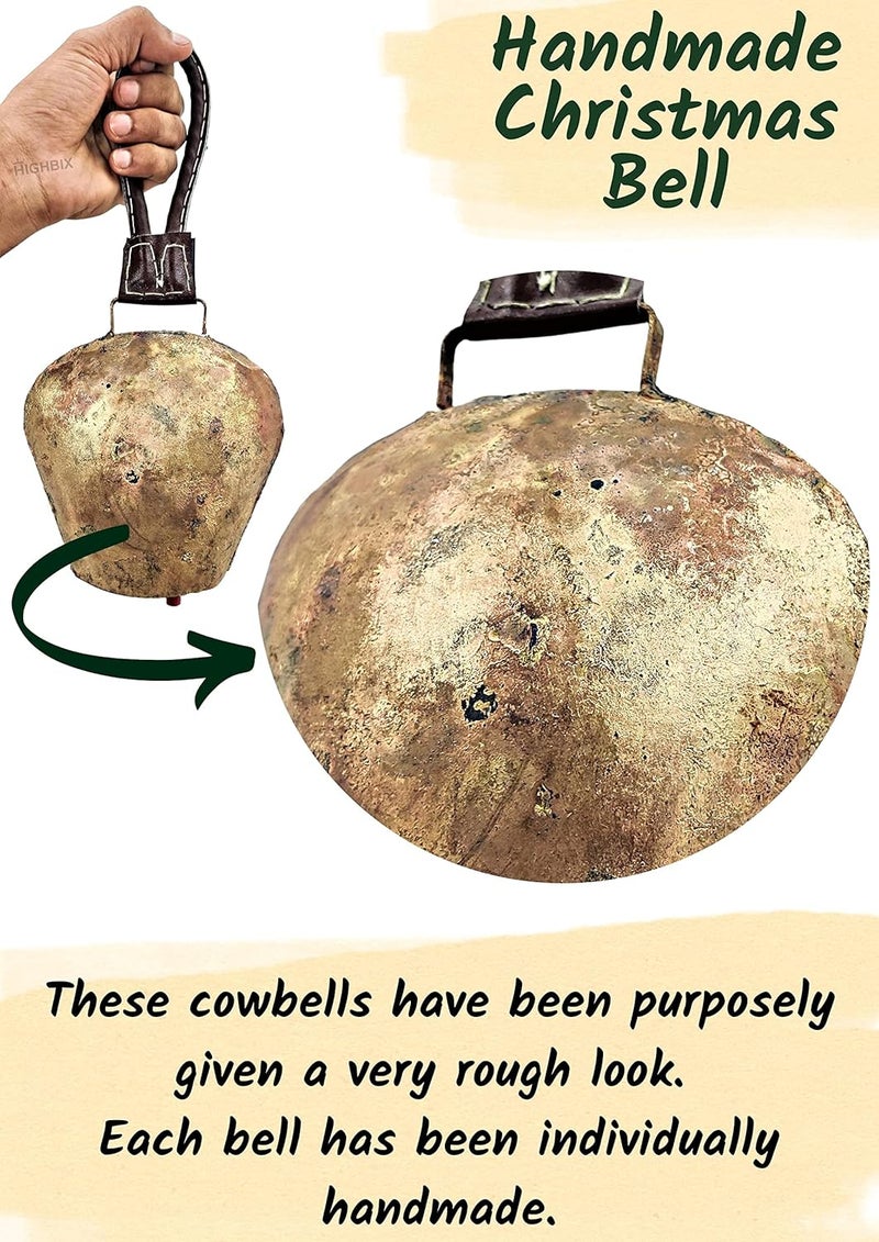 HIGHBIX Giant Harmony Cow Bell Huge Vintage Handmade Rustic Lucky Christmas Hanging Bell - Image 2