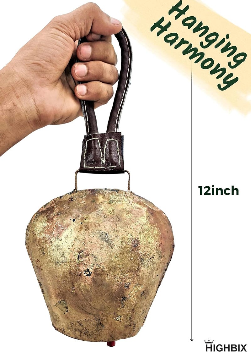 HIGHBIX Giant Harmony Cow Bell Huge Vintage Handmade Rustic Lucky Christmas Hanging Bell - Image 3