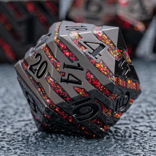 Maywin Decorative Inlay Metal Dice Set 7pcs Heavy Metal RPG Dice for DND Players and Collectors - Image 1