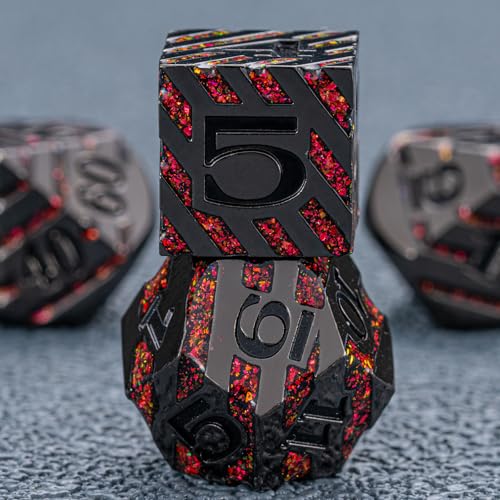 Maywin Decorative Inlay Metal Dice Set 7pcs Heavy Metal RPG Dice for DND Players and Collectors - Image 5