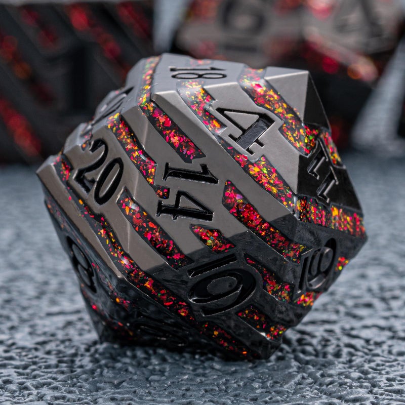 Maywin Decorative Inlay Metal Dice Set 7pcs Heavy Metal RPG Dice for DND Players and Collectors - Image 3