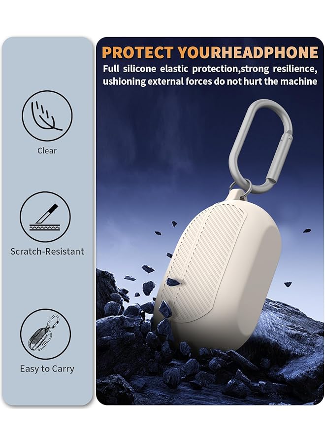 erorex For Beats Solo Buds 2024 Case Cover With Cleaner Kit Soft Silicone Shockproof Protective Cover Compatible With Beats Solo Buds True Wireless Earbuds Charging Case With Carabiner Apricot - Image 2