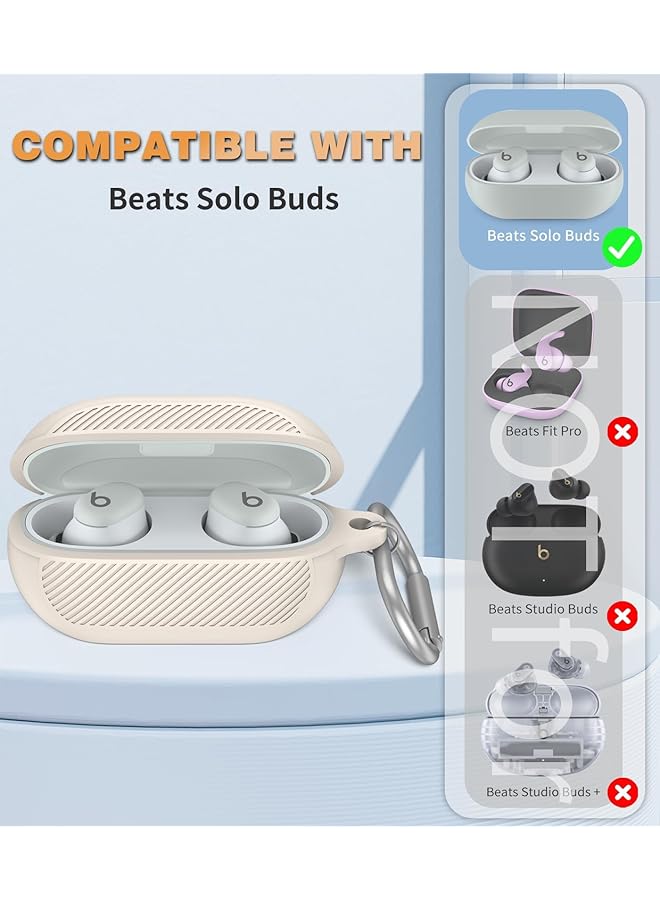 erorex For Beats Solo Buds 2024 Case Cover With Cleaner Kit Soft Silicone Shockproof Protective Cover Compatible With Beats Solo Buds True Wireless Earbuds Charging Case With Carabiner Apricot - Image 5
