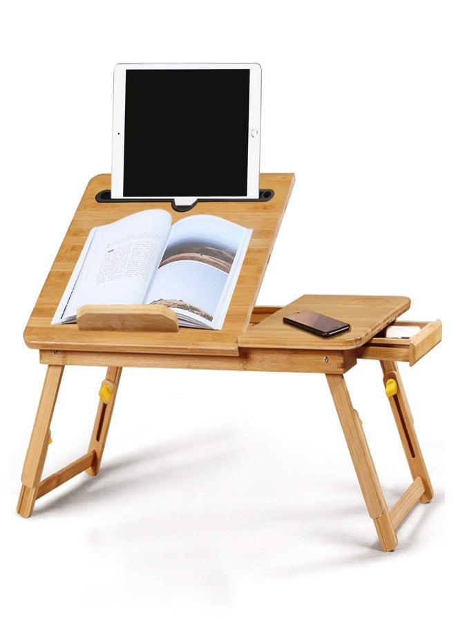 SOFFRIA Lap Desk Bamboo Bed Tray Table Fits up to 17.7 Inch Foldable Laptop Desk for Breakfast Homework Study Reading Eating Food Tray Table - Image 2
