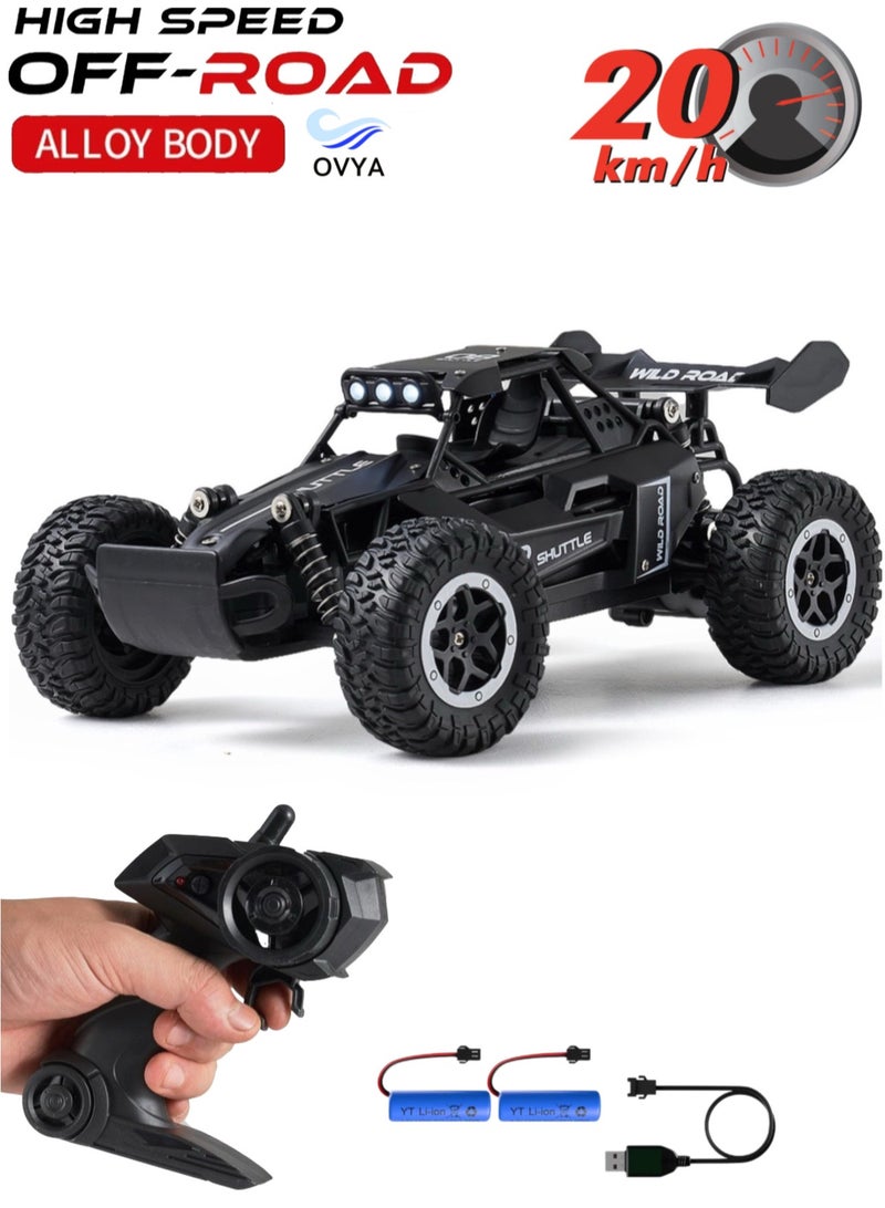OVYA RC -2.4GHz  Remote Control Car 1:16 Alloy High-Speed 20KM/H Big Foot Off Road Racing Buggy With 2Battry for Kids/Boys/Girls Birthday Gift (Black) - Image 1