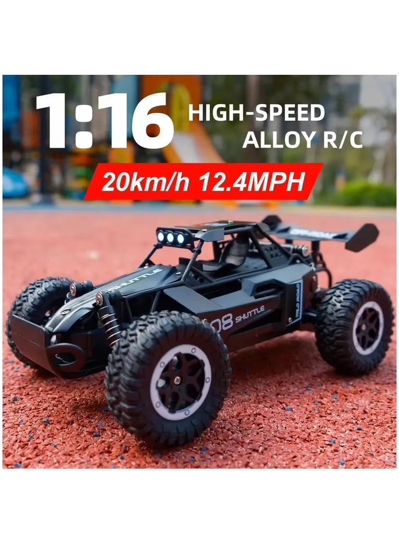 OVYA RC -2.4GHz  Remote Control Car 1:16 Alloy High-Speed 20KM/H Big Foot Off Road Racing Buggy With 2Battry for Kids/Boys/Girls Birthday Gift (Black) - Image 2