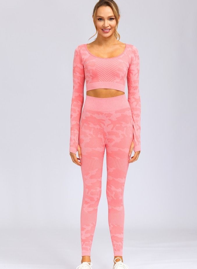 NIBEMINENT Autumn And Winter New Sports Suit Fitness Trousers Seamless Long-sleeved Yoga Suit Women - Image 1