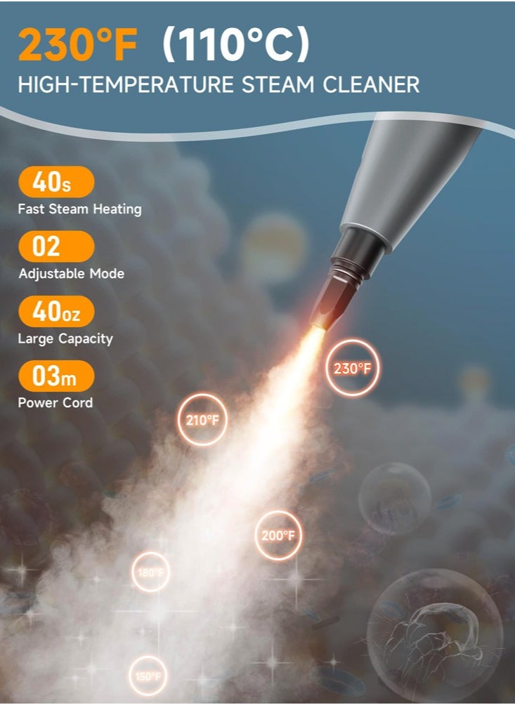 Joshberg Steam Cleaner, Powerful Multipurpose Portable Steamer for Floors, Cars, Tiles Grout Cleaning Chemical Free Disinfection Kills 99.99%* of Bacteria and Viruses  - Image 2