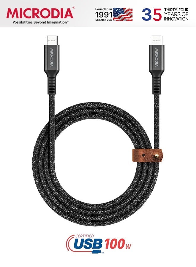 ميكروديا مايكروديا EXECable Tweed كابل USB-C إلى USB-C PD100W للشحن السريع، نقل بيانات بسرعة 480Mbps، نايلون مضفر ثلاثي الطبقات، شريحة E-Mark ذكية، بطول 1.3 متر أو 2.6 متر - Image 2