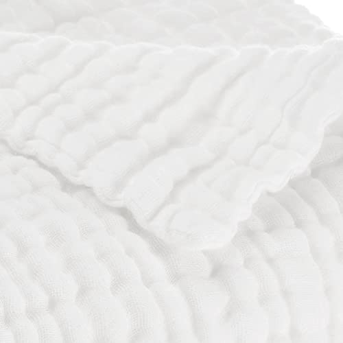 Aablexema Muslin Baby Blanket Set of 2, 6-Layer 43 x 43 Inches Newborn Toddler Bath Towel Swaddle Wrap Blankets for Boys Girls (White & Yellow) - Image 5