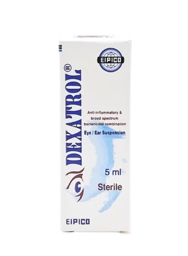 Dexatrol Sterile Eye Ear Suspension Anti Inflammatory Broad Spectrum Antibiotic Ophthalmic Drops 5ml