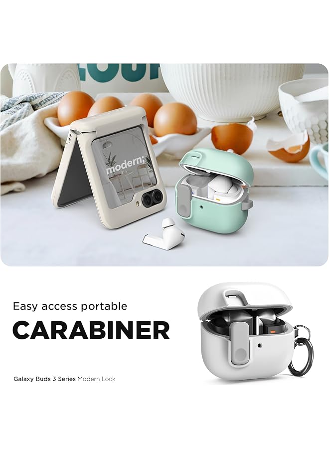 إيروريكس حافظة Modern Lock متوافقة مع Samsung Galaxy Buds3 وحافظة Galaxy Buds 3 Pro 2024 حماية قفل آمن مع حلقة تثبيت Lemonade - Image 5