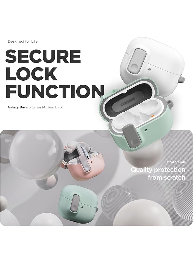 إيروريكس حافظة Modern Lock متوافقة مع Samsung Galaxy Buds3 وحافظة Galaxy Buds 3 Pro 2024 حماية قفل آمن مع حلقة تثبيت Lemonade - Image 2