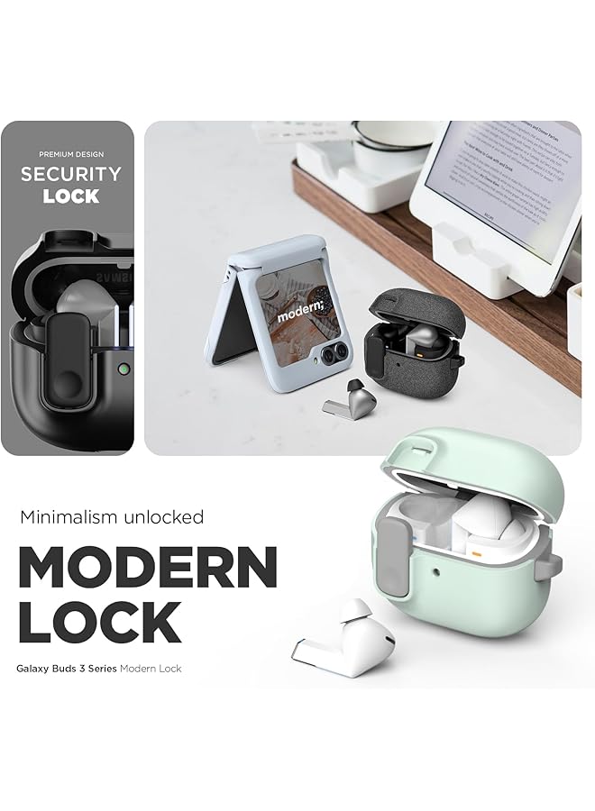 إيروريكس حافظة Modern Lock متوافقة مع Samsung Galaxy Buds3 وحافظة Galaxy Buds 3 Pro 2024 حماية قفل آمن مع حلقة تثبيت Lemonade - Image 3