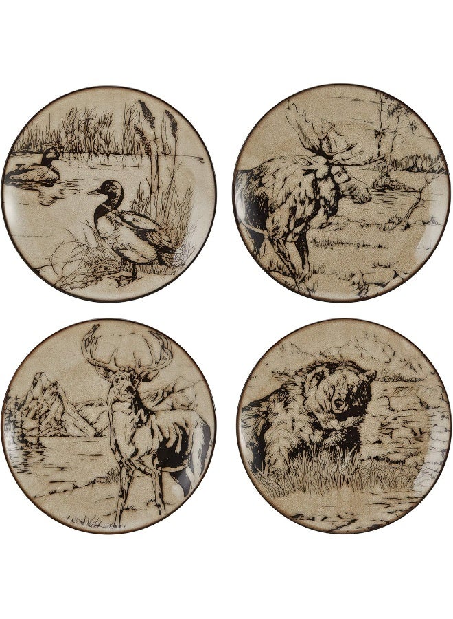 Mossy Oak طقم أدوات المائدة 16 قطعة بنقشة حيوانات موسي أوك باللونين الأسود والبيج - Image 4