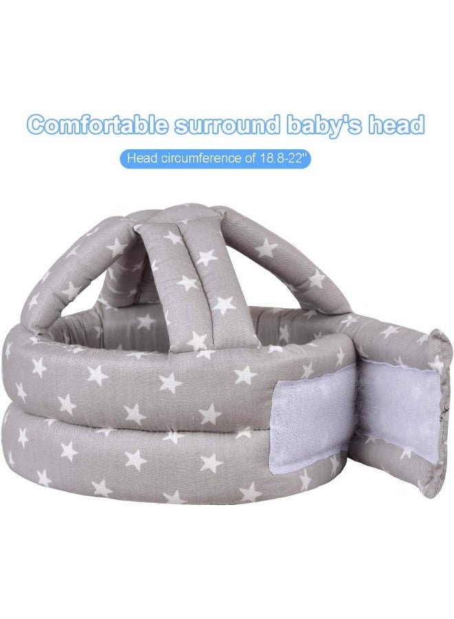 TORASO Baby Safety Helmet, Baby Infant Head Protector for Crawling, Head Cushion Bumper Bonnet, Soft Headguard for Toddler Learning to Walk, Gray Star - Image 2