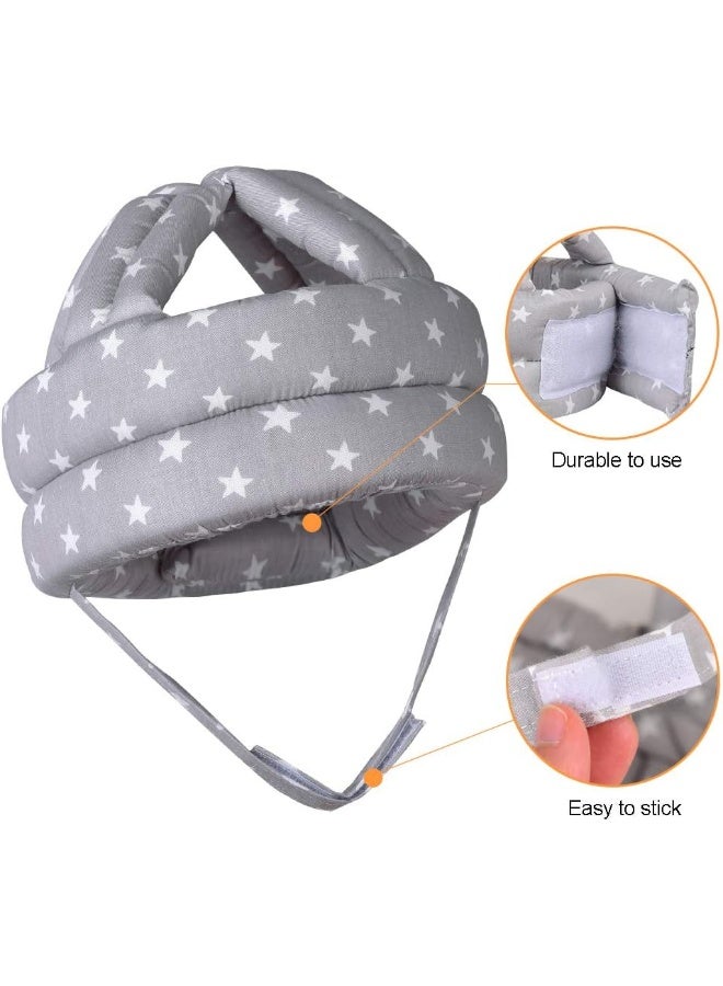 TORASO Baby Safety Helmet, Baby Infant Head Protector for Crawling, Head Cushion Bumper Bonnet, Soft Headguard for Toddler Learning to Walk, Gray Star - Image 3