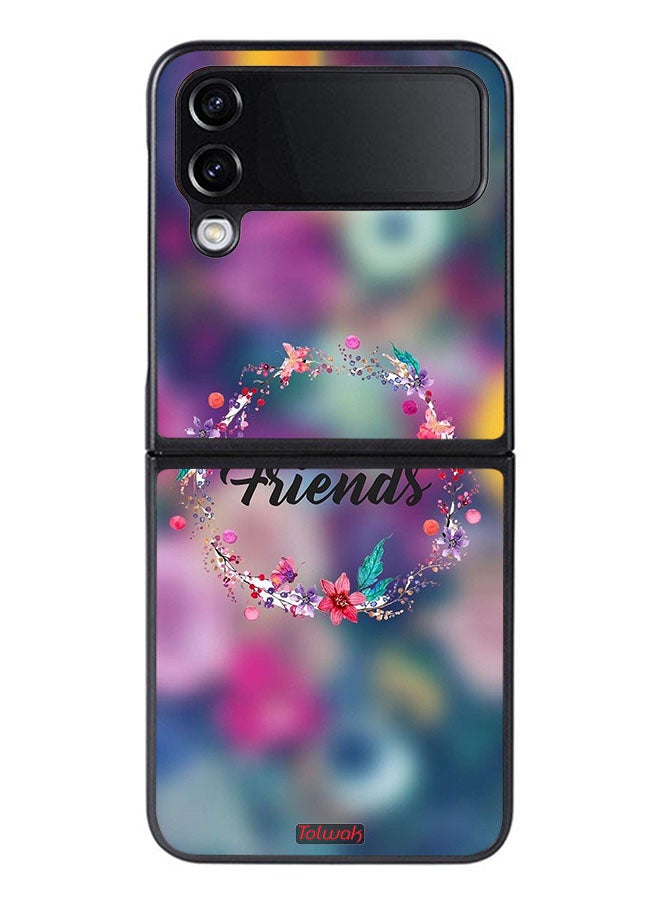 Tolwak Samsung Galaxy Z Flip 4 Protective Case Cover Friends In Flowers Ring Art - Image 1